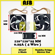 (1pc) Freezer Fridge Blower Fan TOSHIBA DC12V 0.25A ( 4 Wire ) ( 151010300 )