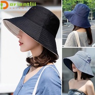 ORIENTLII Bucket Hat Outdoor UV Protection Panama Hat Wide Brim Sunshade Hat