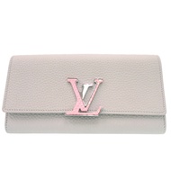 Excellent condition Louis Vuitton Portefeuille Capucines N87625 long wallet in bloom gray leather an