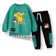 Set Joger Pariasi Celana Gambar Pokemon Baju Sweater Anak Unisex usia 1-7 Tahun