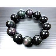 [Disk Crystal] Rainbow Obsidian 20mm Round Bead Bracelet FE-24 [Rainbow Eye]