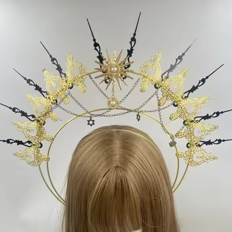 Gothic Halo Crown Headpiece Lolita Headband Angel Halo Goddess Headdress for Women Party Hair Jewelr