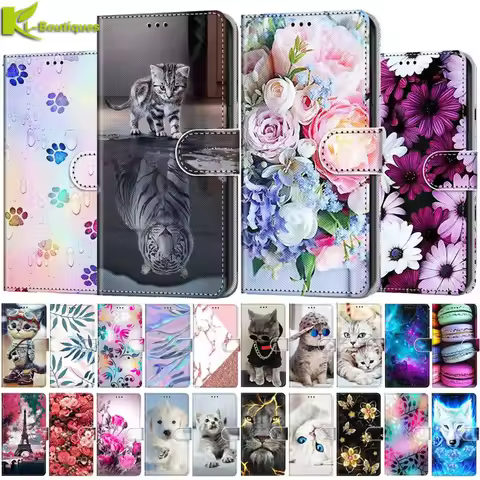 A13 A53 5G Case For Samsung Galaxy A53 5G Case Samsung A13 A 53 A33 5G Cover Cat Painted Leather Fli