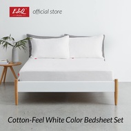 ENQ Fitted Bedsheet Plain White Premium / Hotel White Bedsheet / Bedsheet Airbnb / Queen King Single