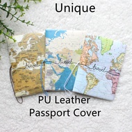 [READY STOCK] World Map PU Leather Passport Holder Classic Map Pattern 3D Leather Passport Holder Pa