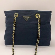 絕版古董包 稀有Prada黑色降落傘鏈子側背包 單肩包 托特包 中古