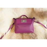 HERMES P9 Anemone Purple Mini2424 Original Factory evercolor Leather French Wax Thread Full Hand Sew