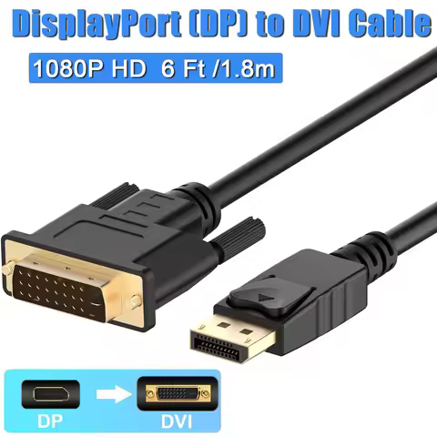 DisplayPort to DVI Cable DP to DVI-D Adapter Cord Display Port to DVI Male to Male Converter Gold-Pl