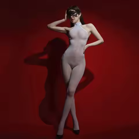 Oil Shiny Stocking Jumpsuits Women 6D Glossy Backless Bodysuit Smooth Tight Wrap Pantyhose Open Crot
