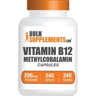 Bulk Products Supplement Vitamin B12 Methylcobalamin Capsules-B12 Dietary B12 200mcg for