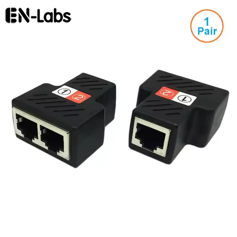 1Pair RJ45 Splitter Adapter, RJ45 Female 1 to 2 port Female Ethernet Coupler,Supports two devices ac