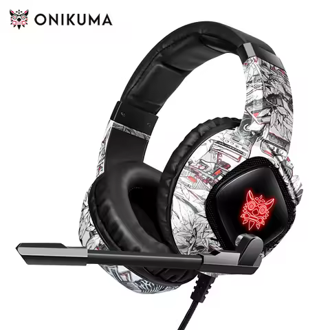 ONIKUMA Professional Gaming Headphone with Mic LED Backlight Wired Headset Gamer Noise Canceling For