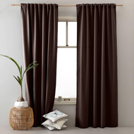 B25 - Ready Made Curtain!! 95% Blackout Siap Jahit Langsir Langsir RAYA Kain Tebal 100%Polyester Blackout (Deep Choc) Langsir Tebal