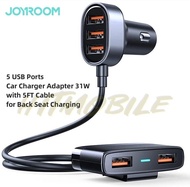 🚗Joyroom 5合1車載點煙器🚗 6.2A 快速充電5 插座 USB 端口 QC3.0 Car Charger Adapter 1.5M擴展分配器 大流量車充 