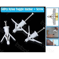 Plasterboard Nylon Wing Toggle Anchor With Screw 50Pcs (PBA8X100)