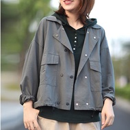 Áo khoác denim kaki nữ thu đông form rộng dáng lửng không kén dáng mặc chất vải Kaki mềm chuẩn form