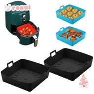 ROXUL Baking Tray, with Handle Silicone Air Fryer Liners, Portable 9" Large Size Heat-Resistant Reus