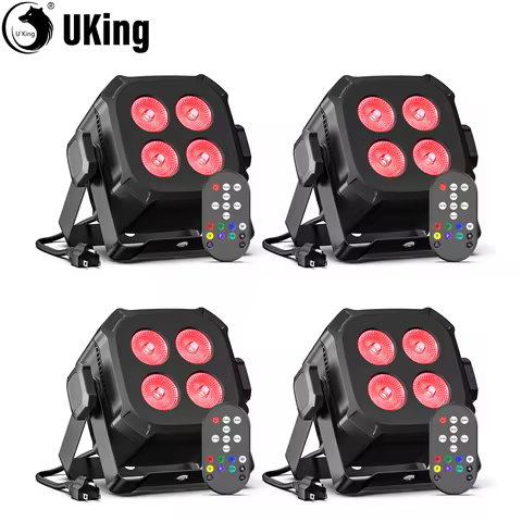 U'King 4Pcs/Set Square LED Par Lights 4X8W RGB LED Stage Light Remote&DMX Controlled DJ Light For We