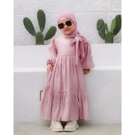 GAMIS PLUS JILBAB ANAK USIA 5-8 TAHUN ARSYILA KIDS DRESS BAHAN Limited