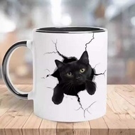 3D Kitty Bck Cat Black Cat Ceramic Coffee Mug Kitten Tea Cup Kitty