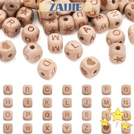ZAIJIEE Letter Wood Beads, Letter Wooden Wooden Beads, Bracelet Alphabet Star Heart Alphabet Beads D