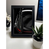 Porsche Supercar Wall Mounted Desktop Photo Frame, Size A4 A5, Photo Frame for Living Room Game Room
