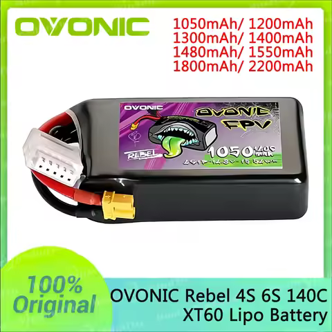 Ovonic Rebel 140C 4S 6S Lipo Battery 1050mAh 1200mAh 1400mAh 1550mAh 1800mAh 2200mAh XT60 for FPV Wh