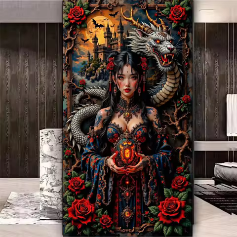 Dragon And Woman diy Diamond Painting Kits for Adults,Diamond Art For Beginner,Full Diamond Mosaic F
