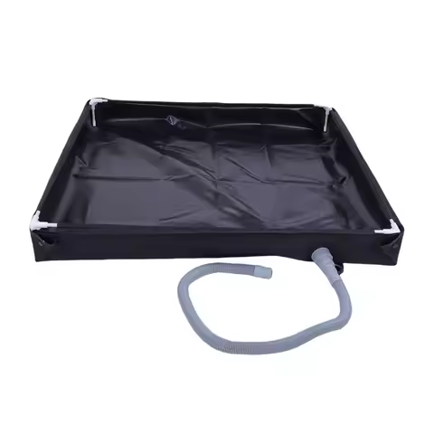 Portable 31.5x31.5x3.9 Inch Shower Tray Foldable Detachable Drain Pipe Shower Base Black PVC Shower 