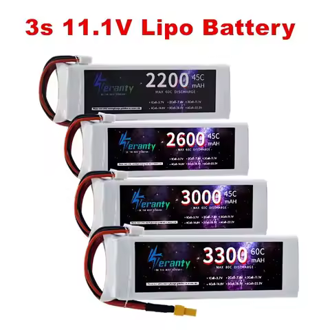 2PCS 3S Battery 2200mAh 11.1v 2600MAH lipo Battery 3000MAH 3300MAH 45C/60C For RC Car FPV Drone 4WD