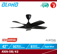 ALPHA Alkova - AXIS 42 / 48 Inch DC Motor Ceiling Fan with 5 Blades (8 Speed Remote) AXIS-5B/42 AXIS-5B/48