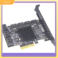 【ELECT】6 Port PCI-E Expansion Card Adapter PCI-E x4x8x16 6G SATA3.0 For ASMedia ASM1166