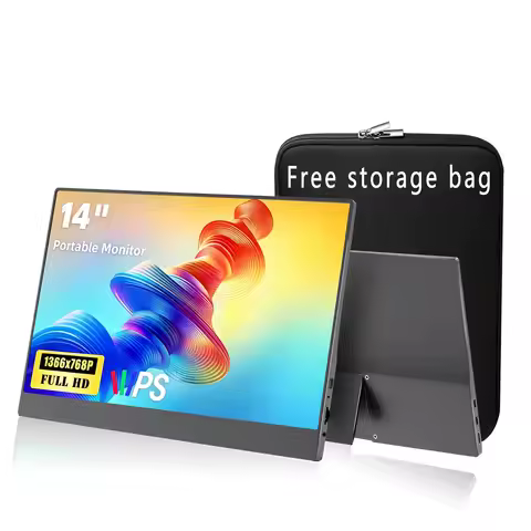 14 Inch 1366*768P HD Portable Monitor IPS 1000:1 250Nits 16:10 With Type-C Mini HDMI For Laptop Phon