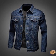 ✦Ready Stock✦ jaket jeans lelaki denim coat Spring and autumn blue retro denim jacket men's casual a