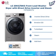 LG 20KG/10KG Front Load Washer Dryer with Direct Drive Inverter and Steam F2720RVTV Washing Machine 