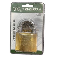 TRI CIRCLE V-266 63MM Pad Lock. Heavy Duty Brass Pad Lock with 3keys. Mangga Emas Qualiti