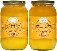 SWARNAMRIT A2 Desi Gir Cow Ghee Vedic Bilona Method Glass Jar Packaging (1 Litre X 2)