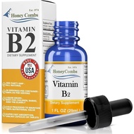 Honeycombs Riboflavin Vitamin B2 Liquid Drops 500 Percent DV, b2 made in USA Alcohol Free B2 Vitamin