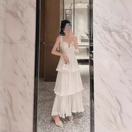 ฤดูร้อนใหม่ 2024 Pure Desire Ruffledเค้กEdge Brasถ้วยระบบเดรสแขนกุดTulleกระโปรงOne Pieceตัวแทนการจัด