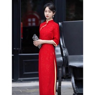 Miss Welcome Work Dress Three-Quarter Sleeve Etiquette Clothing Female Hotel Award Chinese Red Catwa
