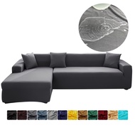 Waterproof Sofa Covers 1/2/3/4 Seater Stretch Plain Elastic Couch Cover Solid Color Sofa Cover L Shape Home Living Room Decoration Furniture Protector