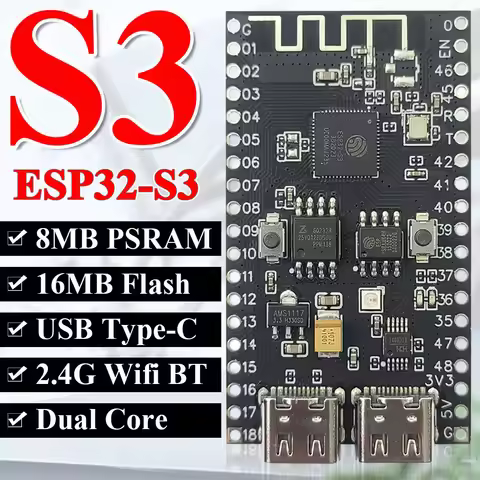 New ESP32-S3 N16R8 Development Board for Arduino 8MB PSRAM 16MB FLASH with WS2812 LED CH340 Type-C E
