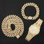 [Aishang watch industry]Hip Hop Men Chain Miami Cuban Chain Iced Out Paved Rhinestones CZ Bling Rapp