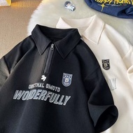 【READY STOCK】ProMan baju lelaki men waffle polo shirt unisex graphic tshirt american Retro Trendy Ha