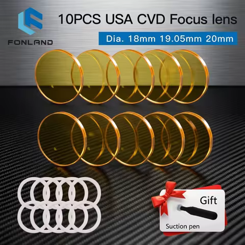 Fonland 10pcs/set USA CVD Focus Lens ZnSe Laser Lens Dia.20 19.05 18 FL 38.1/50.8/63.5/76.2/101.6/12