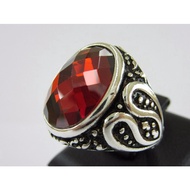 Real Handmade Turkish Men's Ring 925 Silver Red Garnet Sz.910