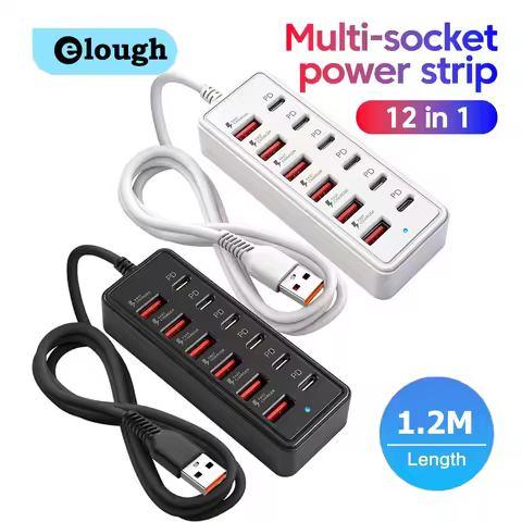 Multi-socket Power Strip 12 in 1 Desktop Charging Station USB Electrical Socket Adapter 6USB+6Type C