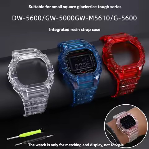 for Casio G-Shock DW5600/GW-M5610/GW-B5600 Transparent Silicone Mod Kit | Full Case & Strap Set | Wa