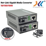 Gigabit Media Converter 10/100/1000 MBPS HTB-GS-03 (A/B) Fiber Optic 20KM Single-mode มีเดีย คอนเวอร