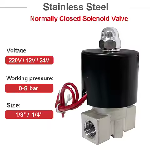 1/8" 1/4" Normally Closed 304 Stainless Steel Solenoid Valve DN6 DN8 Female Solenoid Water Valve 220
